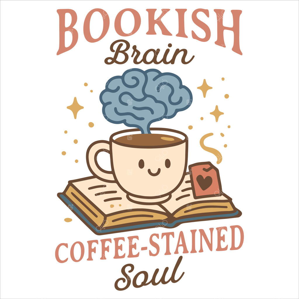 ذهن کتابی، روحی به رنگ قهوه - طراحی تی‌شرت با نقل‌قول‌های کتاب‌خوانی، طراحی برای عاشقان کتاب