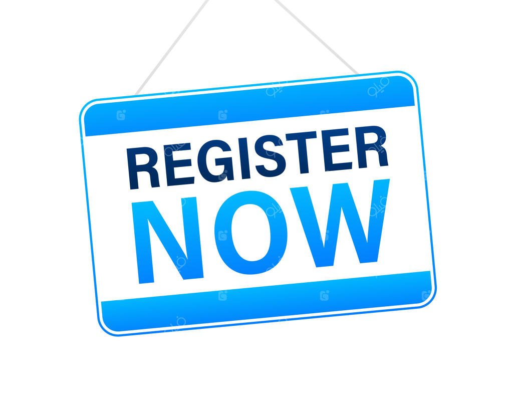 تابلو آویز «هم‌اکنون ثبت‌نام کنید» با پس‌زمینه سفید