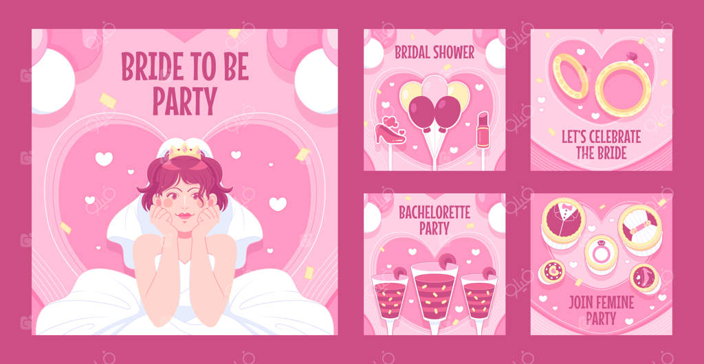 پست‌های اینستاگرام مهمانی مجردی با طراحی دستی