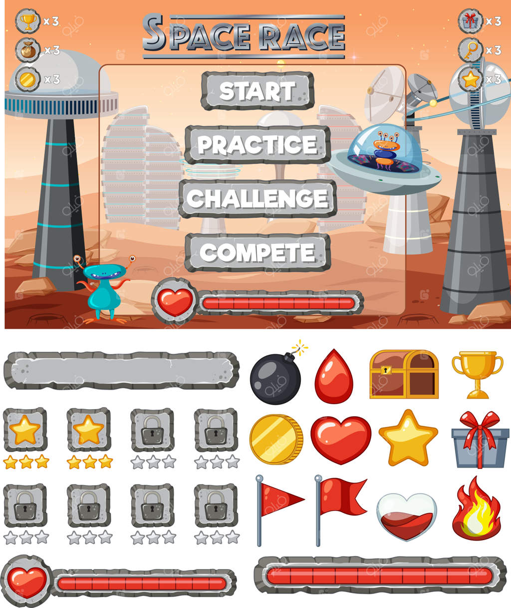 پترن پس‌زمینه و عناصر بازی فضایی