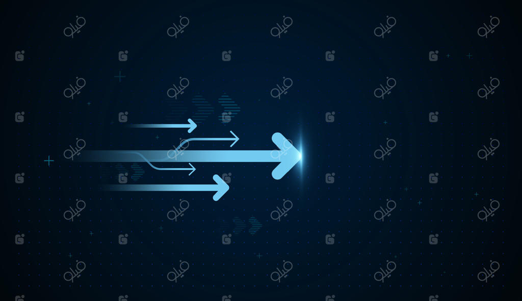 فلش‌های درخشان متعددی که بر روی یک پس‌زمینه آبی به سمت بالا اشاره می‌کنند، نمادی از رشد، موفقیت و پیشرفت در سرمایه‌گذاری و مفهوم مالی و کسب‌وکار روبه‌جلو 🌟📈