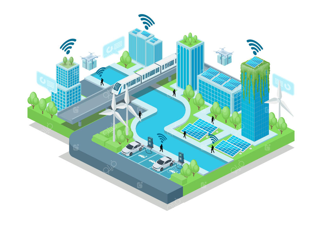 کاوش آینده پایدار در توسعه شهری - وکتور حرفه‌ای