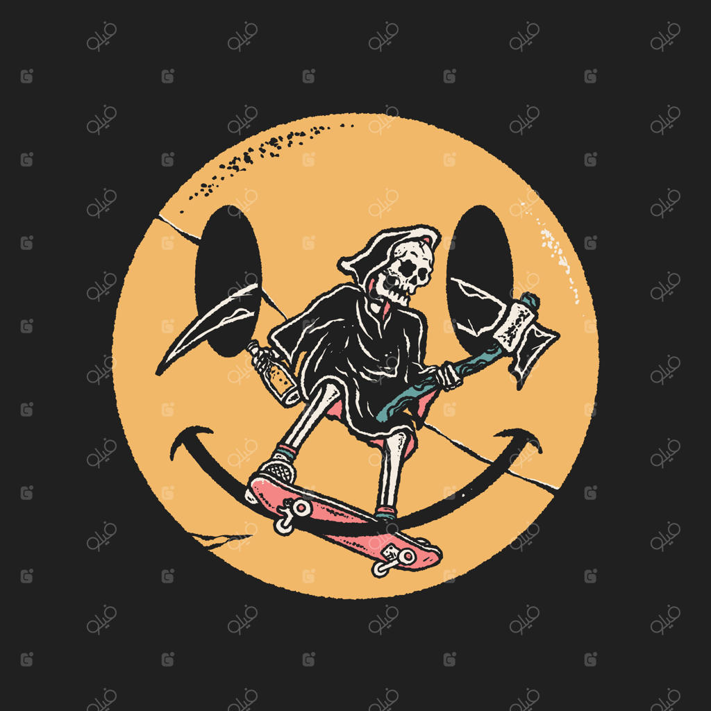 اسکیت‌سواری اسکلت روی شکلک خندان