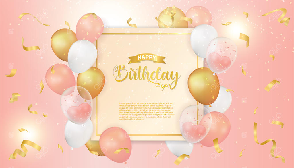 طراحی زیبا و شیک پس‌زمینه تولد با بادکنک‌های واقعی