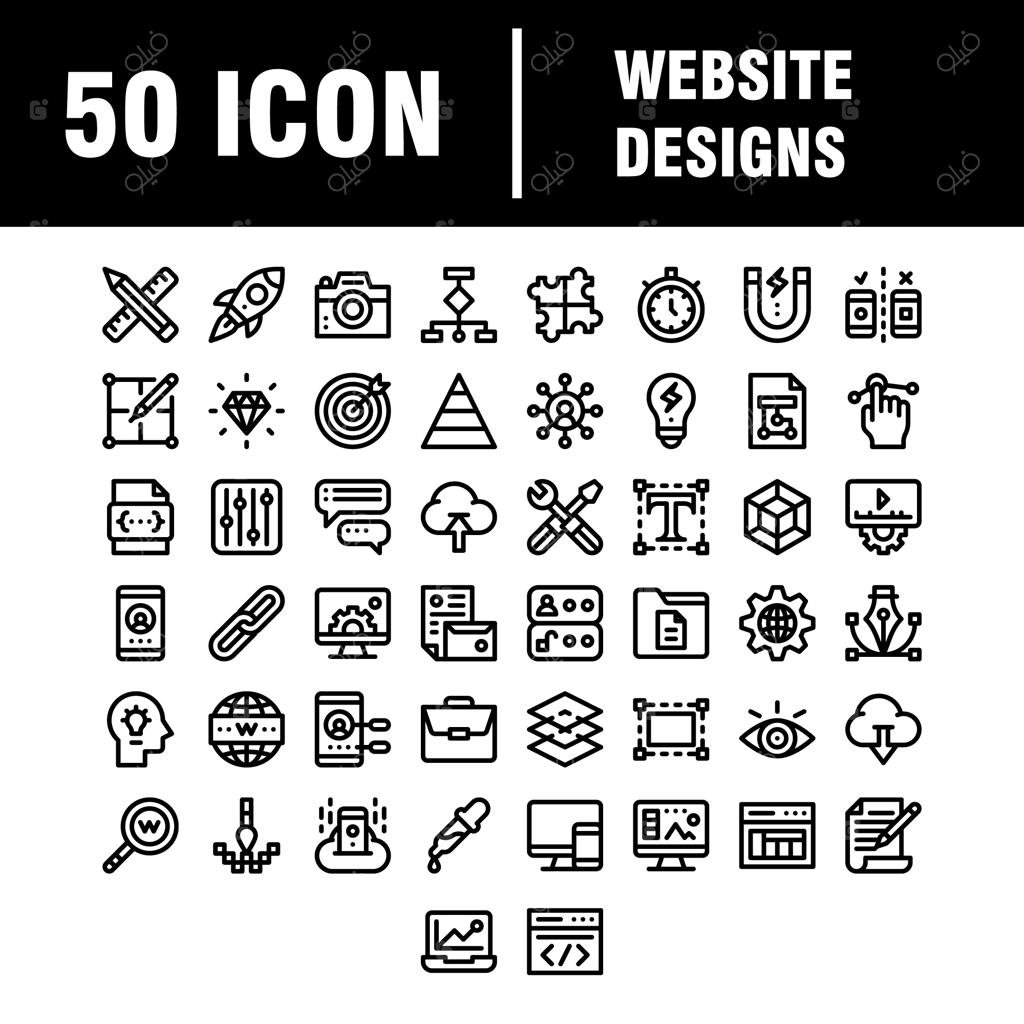 مجموعه آیکون‌های خطی و ظریف وب و توسعه؛ مناسب برای وب‌سایت، نسخه موبایل و اپلیکیشن‌ها. طراحی دقیق، استروک. بسته پیکتوگرام‌های خطی ساده.