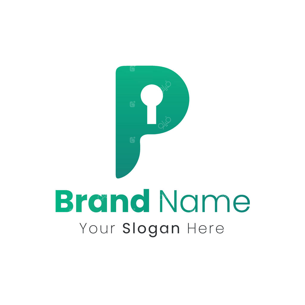 ایده خلاقانه طراحی لوگو: حرف P با نماد پنهان قفل کلیدی