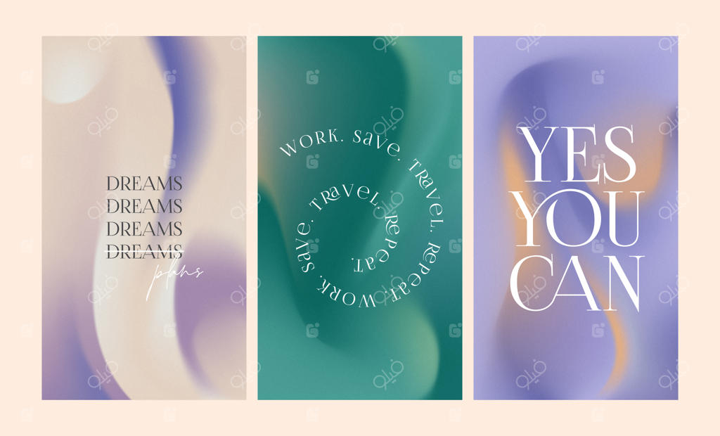 مجموعه قالب‌های داستان شبکه‌های اجتماعی با نقل‌قول‌های زیبا و گرادیان‌های رنگی