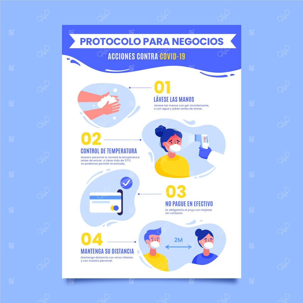 قالب پوستر پروتکل‌های بهداشتی ویروس کرونا برای کسب‌وکارها