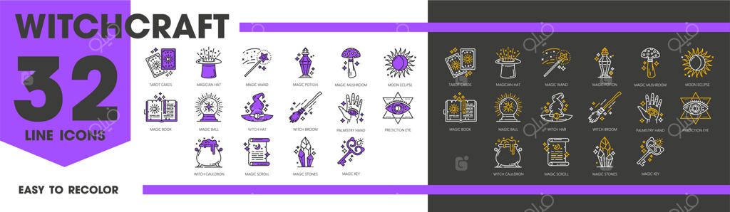 آیکون‌های جادوگری، سحر، علوم غریبه و طالع‌بینی