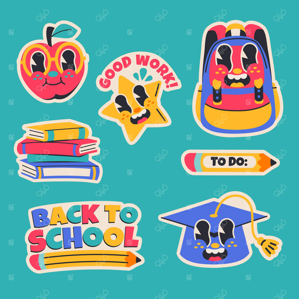 مجموعه استیکرها برای فصل بازگشت به مدرسه