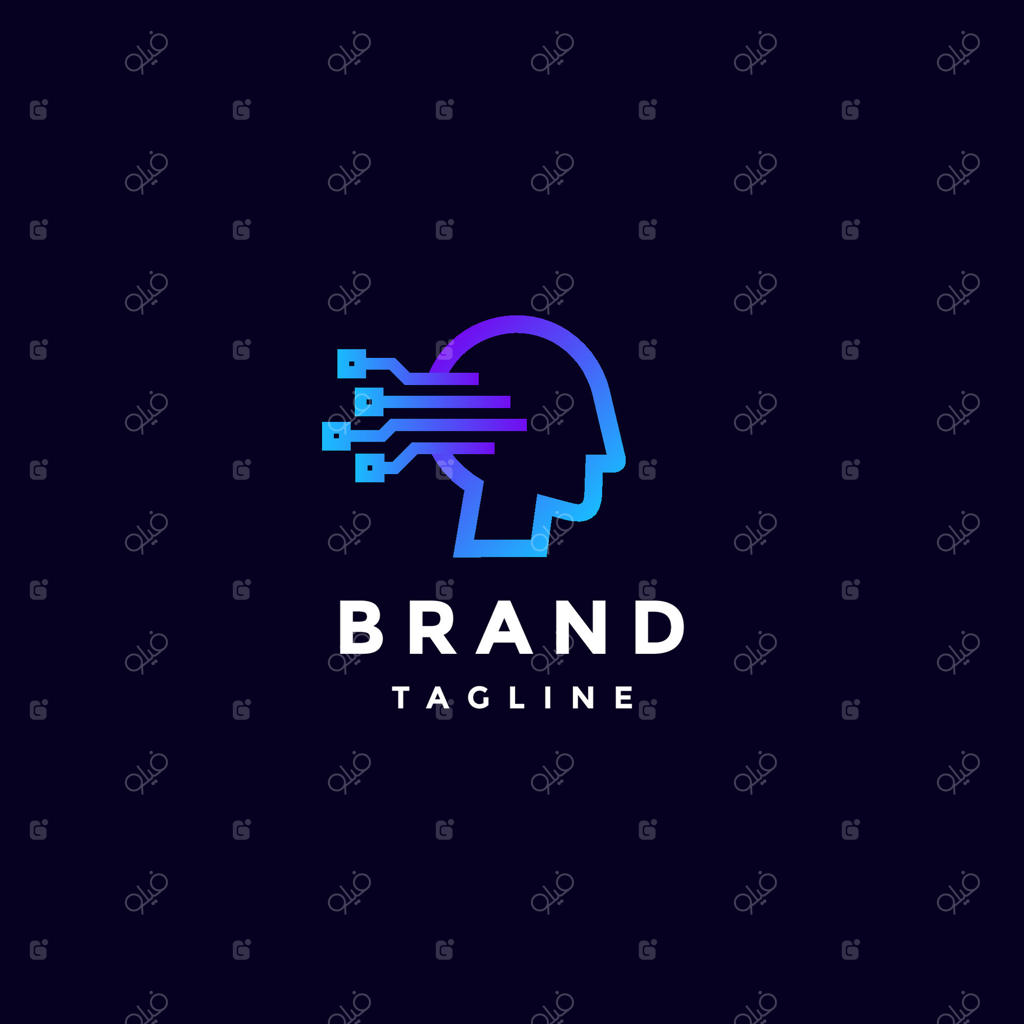 طراحی لوگو خطوط مدار داده انسان. طراحی لوگو خطوط سر کامپیوتر انسانی.