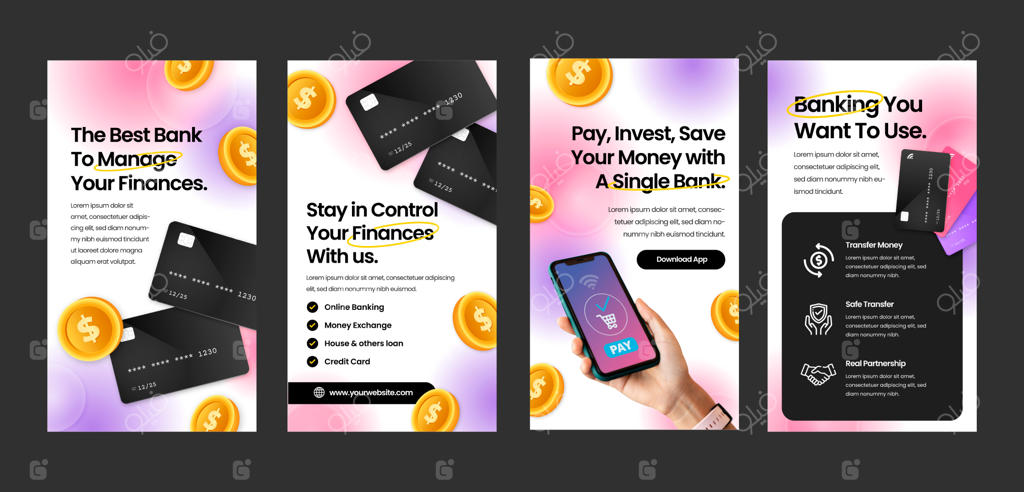 قالب داستان‌های اینستاگرام با طراحی گرادیان