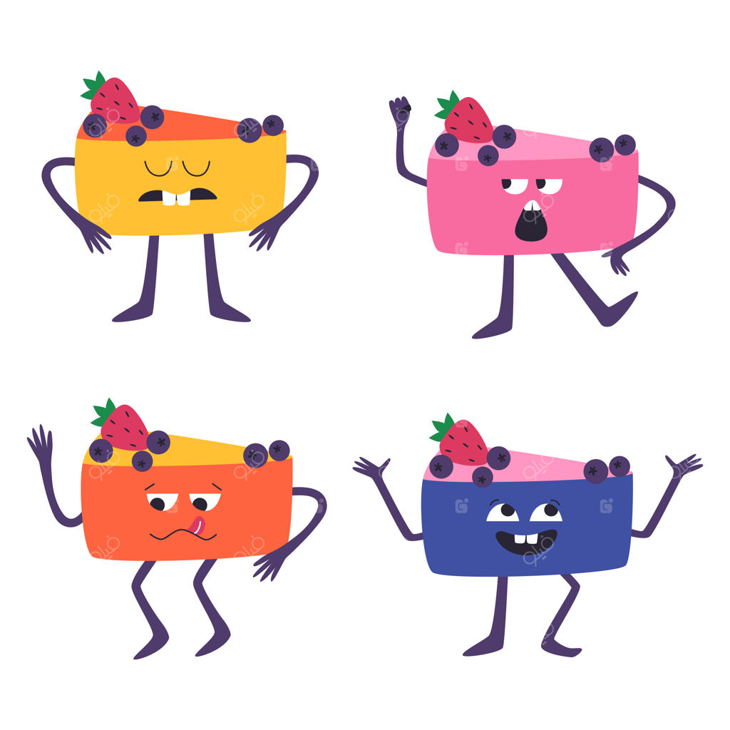 مجموعه شیرینی‌های خوشمزه با کیک‌های متنوع و احساسات متفاوت