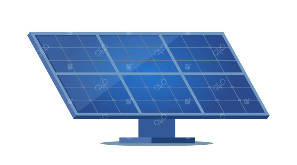 سلول خورشیدی. پنل خورشیدی. منابع انرژی تجدیدپذیر. انرژی پاک و سبز، فناوری‌های آینده. تصویرسازی با سبک مدرن.