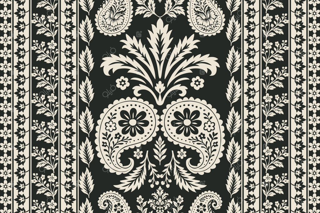 طراحی پترن گل‌دار شیک سیاه و سفید