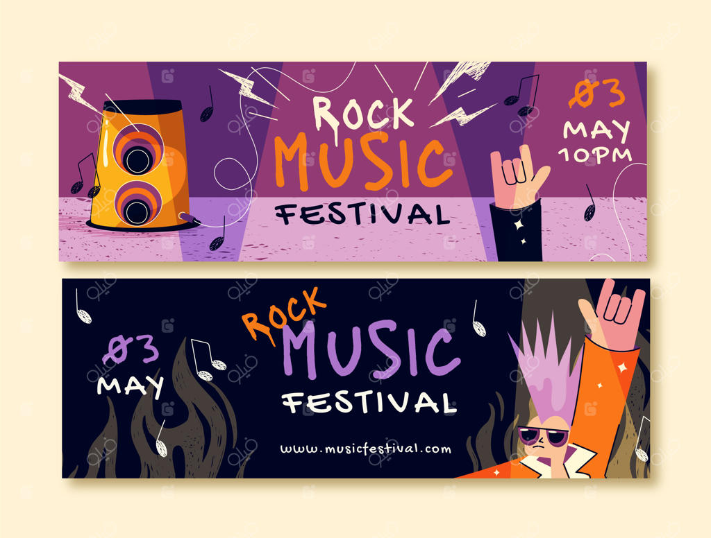 الگوی بنر افقی برای جشنواره موسیقی