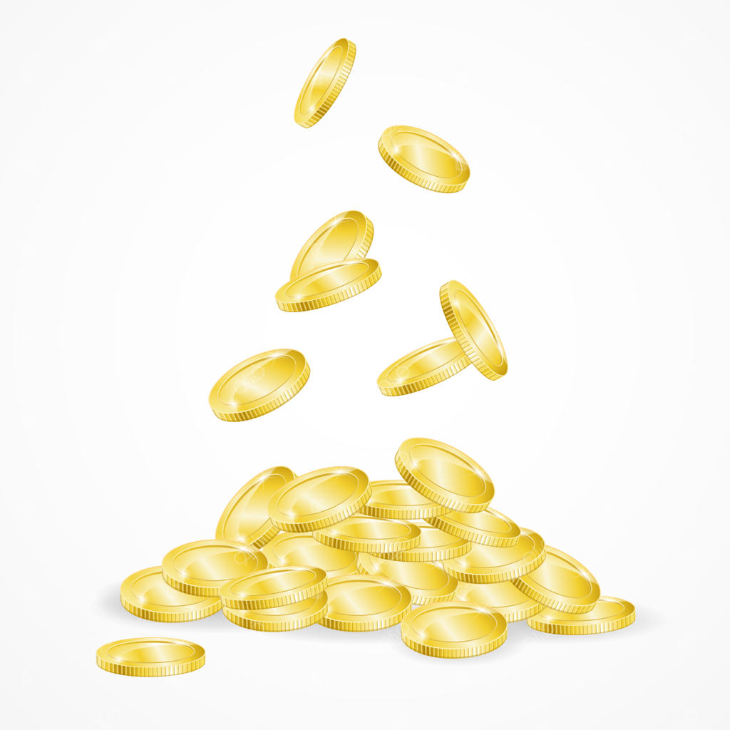 سکه‌های در حال سقوط. نماد موفقیت در کسب و کار. تصویرسازی