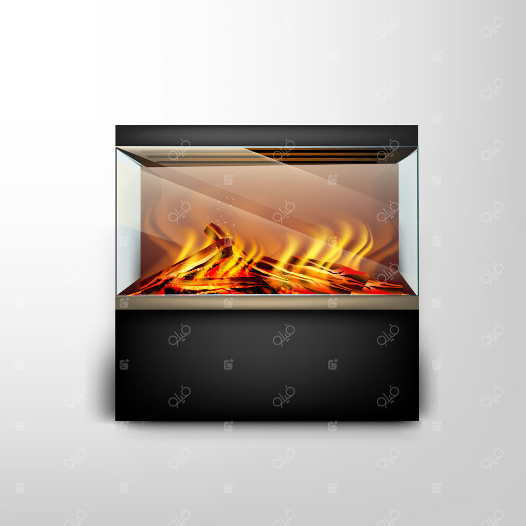 آکواریوم شومینه الکترونیکی مدرن با شعله‌ور برای طراحی داخلی به سبک هایتک