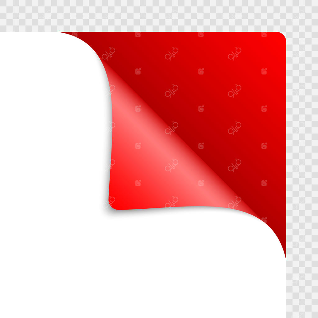 گوشه پیچ‌خورده کاغذ با سایه