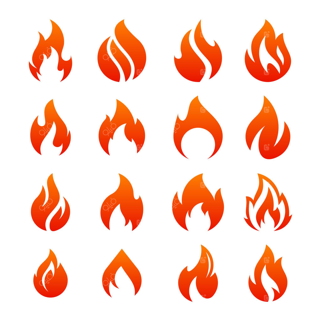 طرح وکتور و قالب طراحی لوگو و نماد شعله آتش