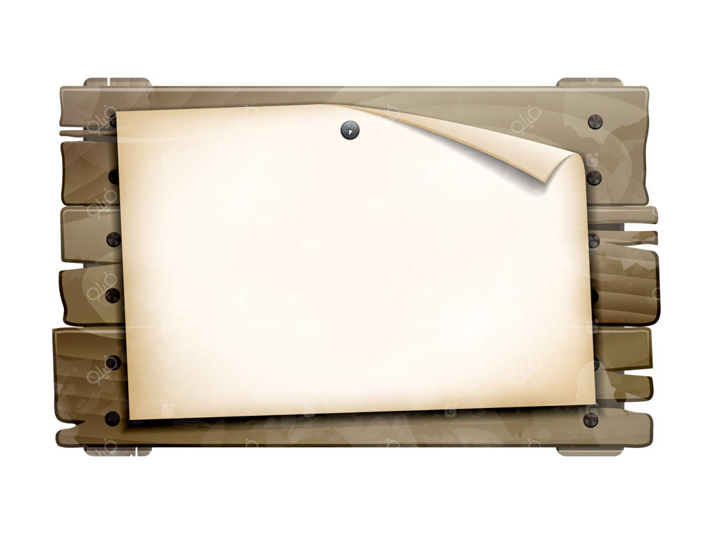 اعلامیه: کاغذ خالی روی تخته چوبی قدیمی، تصویر در پس‌زمینه سفید