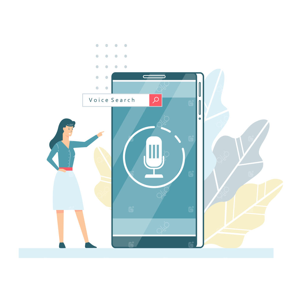 مفهوم دستیار صوتی در تلفن همراه.