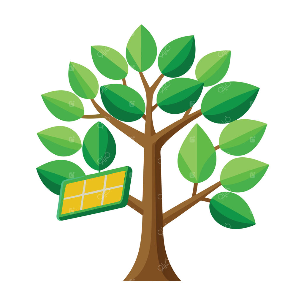 اثر هنری نوآورانه درخت پنل خورشیدی نماد انرژی پاک و پایدار