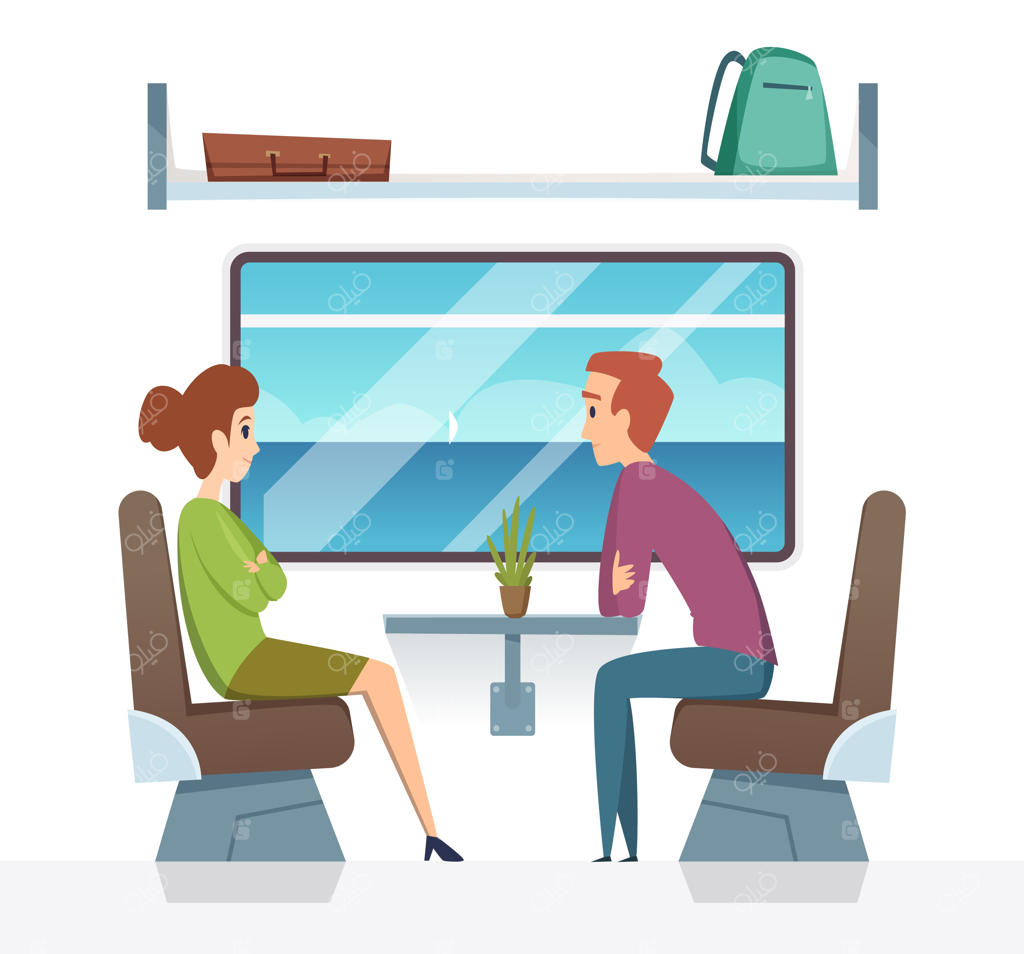 حمل و نقل عمومی: داخل یک قطار کارتونی؛ زوج عاشق در قطار