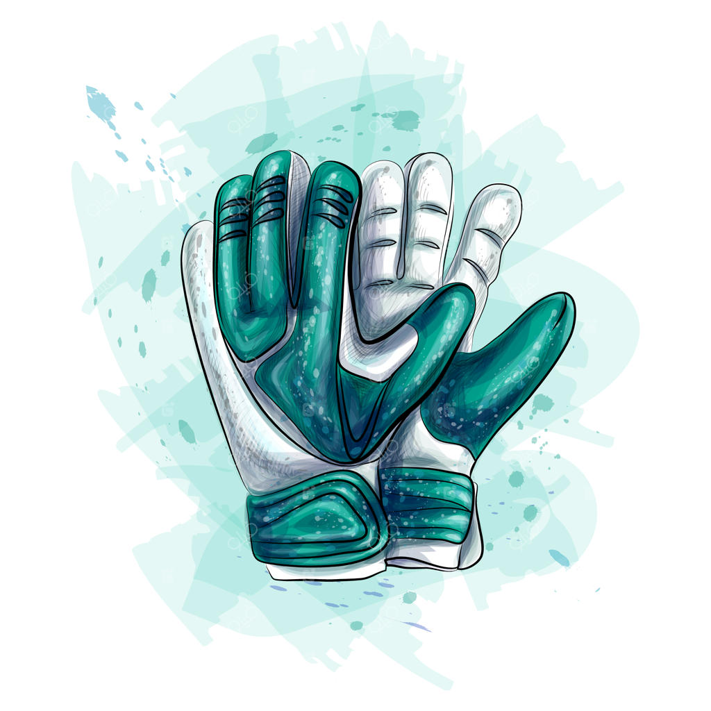 دستکش دروازه‌بانی: دستکش فوتبال در پس‌زمینه سفید - تصویر وکتور