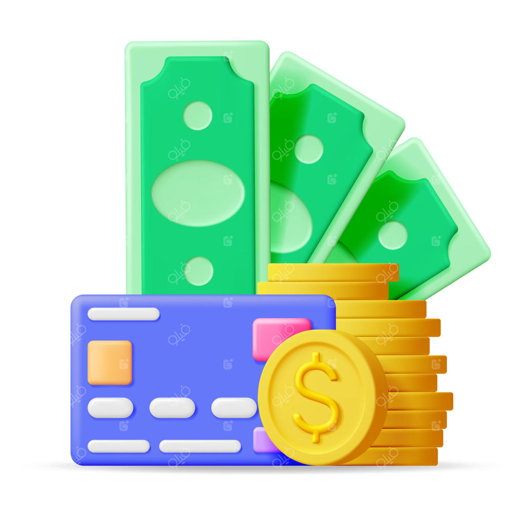 کارت بانکی سه‌بعدی و دسته‌های پول