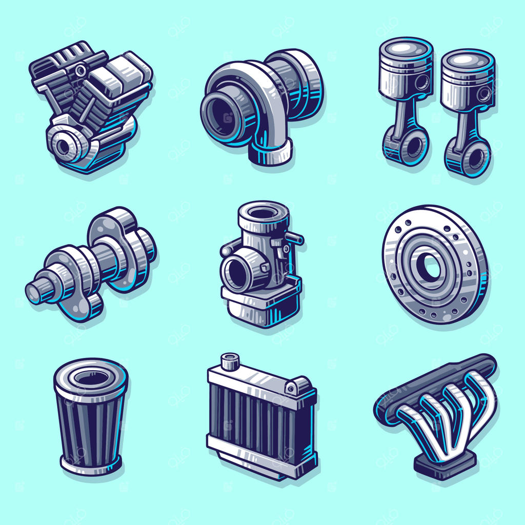 اجزا و عملکرد قطعات موتور خودروهای مدرن – وکتور حرفه‌ای