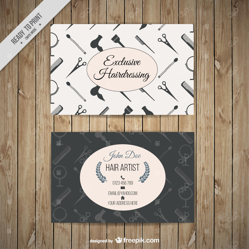 کارت ویزیت آرایشگری با طرح ابزارها