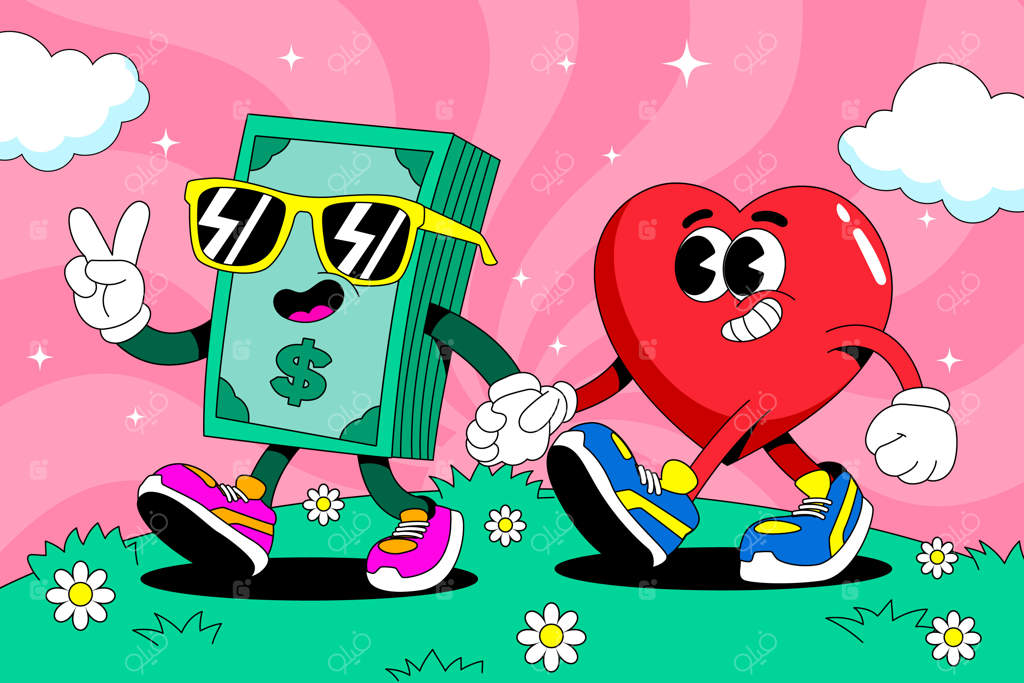 پس‌زمینه کارتونی دست‌کشی با حال و هوای مثبت