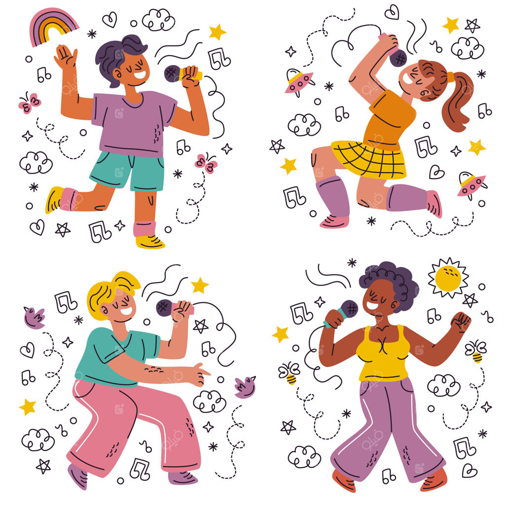 مجموعه برچسب کارائوکه دست‌ساز و خط خطی