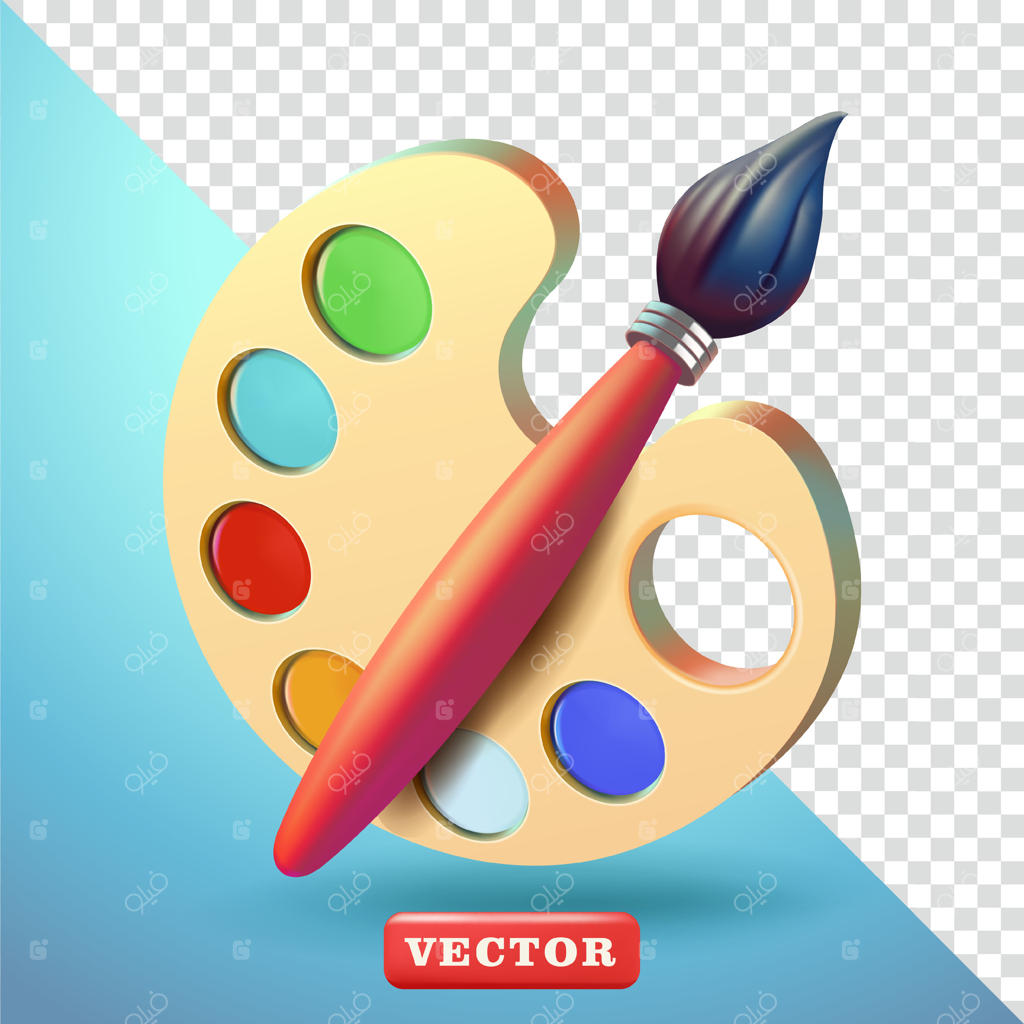 پالت رنگ و قلم‌مو نقاشی سه‌بعدی: مناسب برای اجزای طراحی