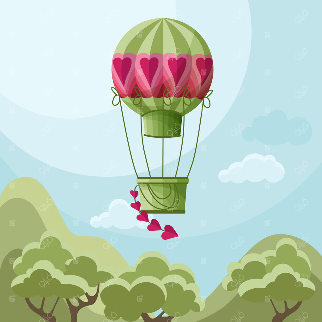 بالون عاشقان در آسمان بالای پارک
