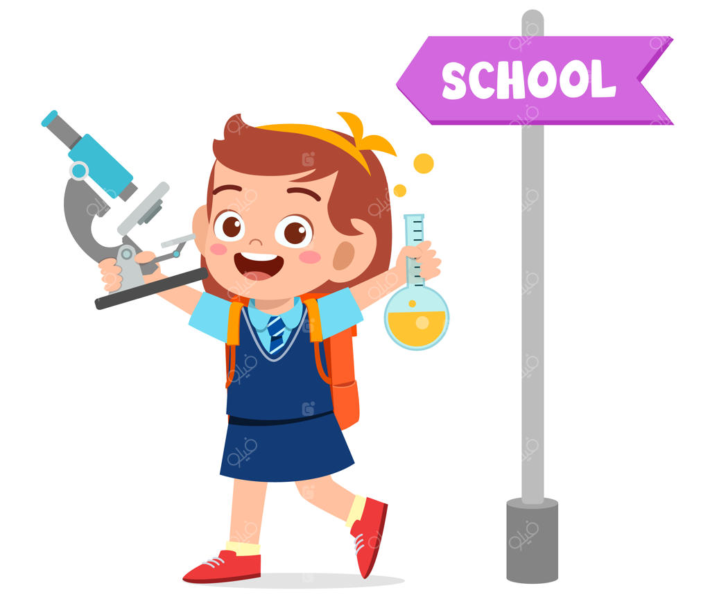 کودک بامزه با تابلوی جهت‌نمای مدرسه