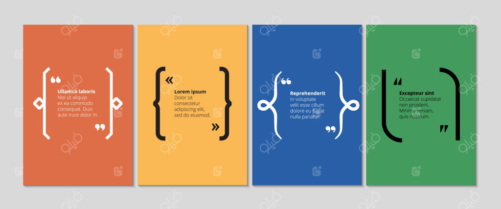 قالب وکتور تابلوهای نقل‌قول با حباب و کاما برای شعار و توضیح
