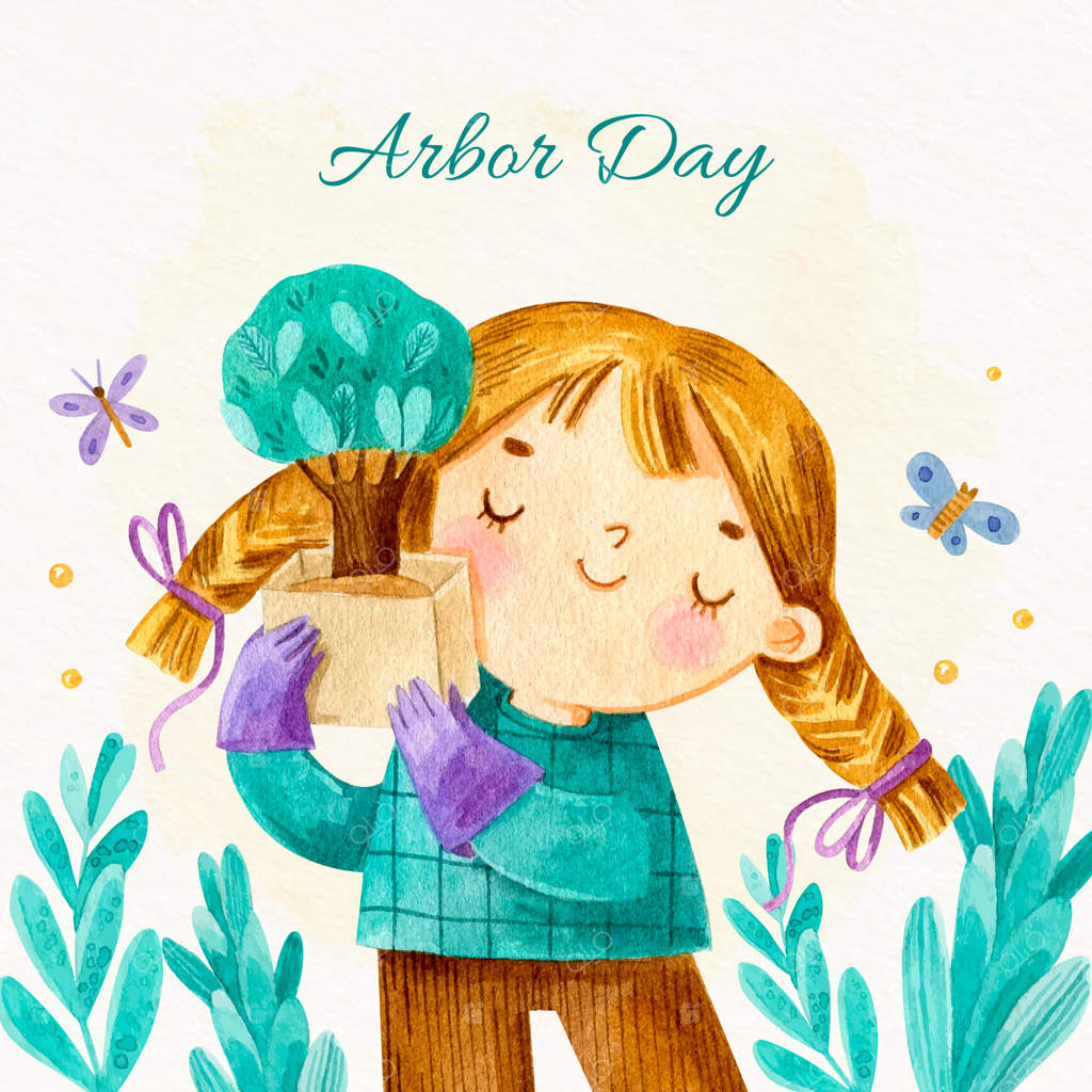 تصویرسازی روز درختکاری با آبرنگ