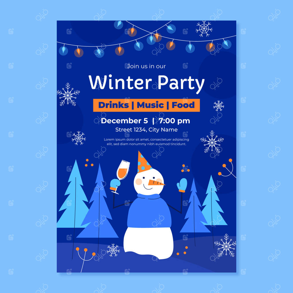 قالب پوستر عمودی برای جشن زمستانی