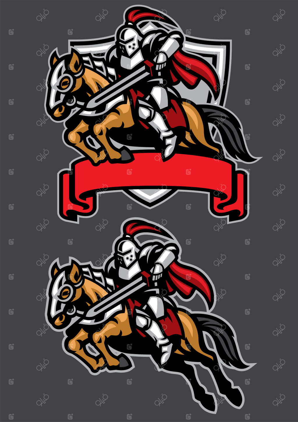 نقاب جنگجوی شوالیه سوار بر اسب