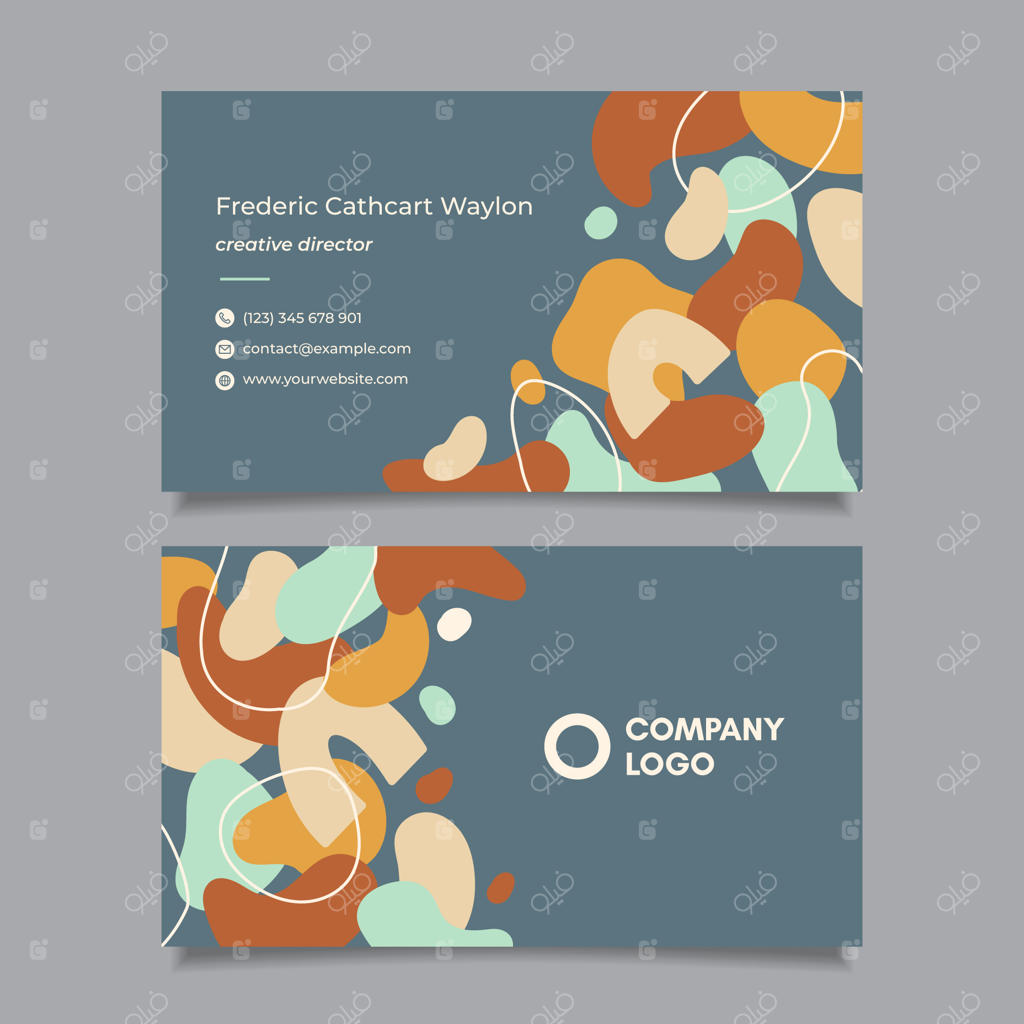قالب کارت ویزیت افقی و مدرن با طراحی انتزاعی