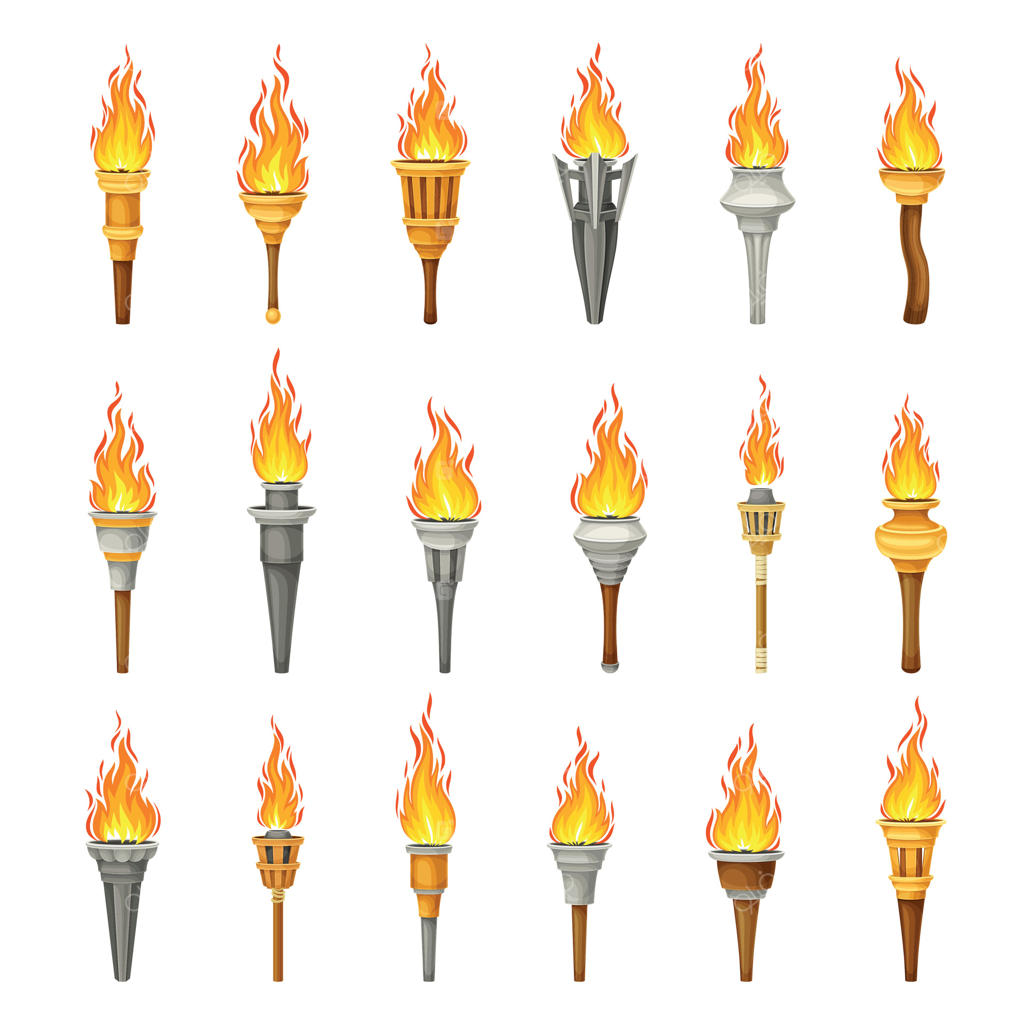 مشعل با شعله روشن و آتش فروزان