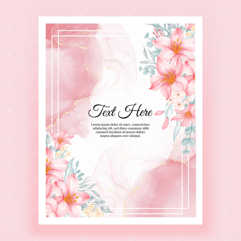 قاب گلدار زیبا با گل‌های شیک نیلوفر آبی و صورتی