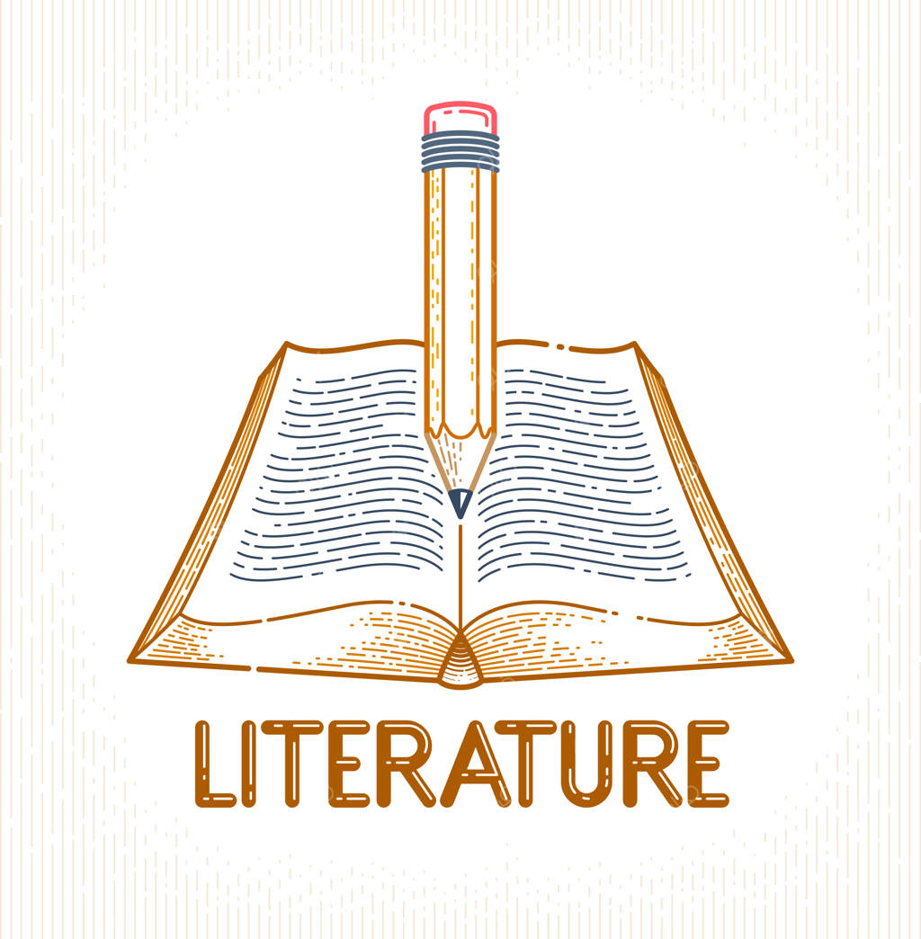 مفهوم دانش باستانی: کتاب و مداد برای علم و تحصیل - طراحی لوگو یا نشان برای کتابخانه‌های علمی و آموزشی