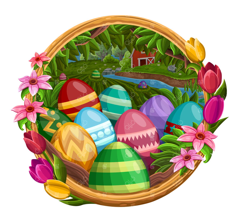 قاب تخم‌مرغ‌های رنگی عید پاک روی زمینه سفید