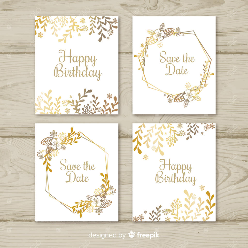 مجموعه کارت‌های گل‌دار طلایی