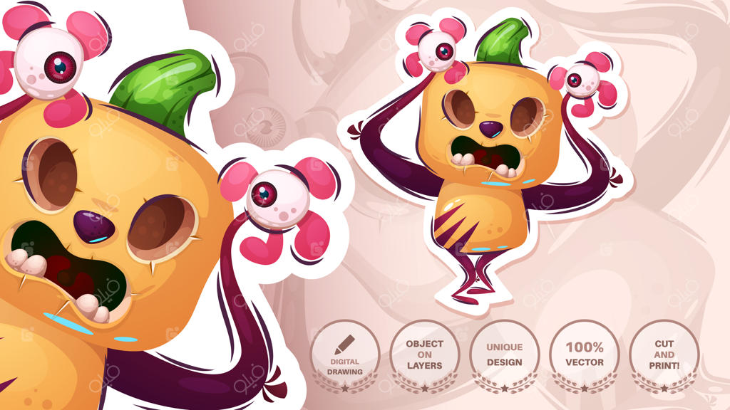 کدو ترسناک با برچسب چشم بامزه