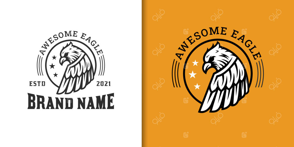 لوگوی ارتش شاهین و عقاب - طراحی لوگوی مدافع ارتش آمریکا با آیکون برد سیاه