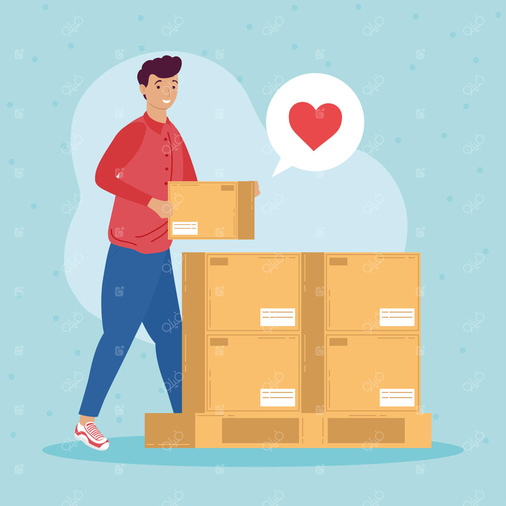 کارگر تحویل با جعبه‌ها